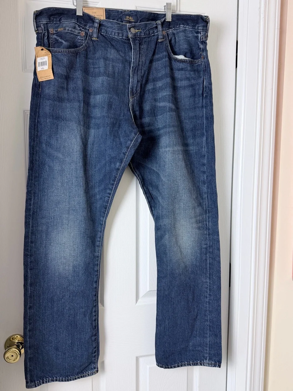 Polo Ralph Lauren The Varick Slim Straight Blue Denim Jeans Size 40x32 NWT